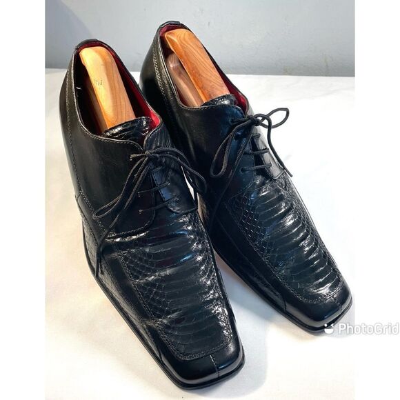 Fratelli Footwear Black Snakeskin Oxford Men’s Shoes Size 11.5 D Square Toe main image 7